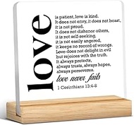Christian Desk Sign, Christian Gift for Men Women, Wedding Gift, Bible Verse Love is Patient Love is