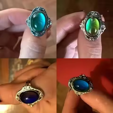 Creative Gifts Retro Magic Mood Ring Gem Heart Feeling Color Change Vintage Adjustable Temperature J