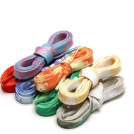 1pair 100/130/150cm Sneakers Flat Shoelaces Rainbow Tie-dyed Shoe Laces Casual Canvas Shoelace Elast