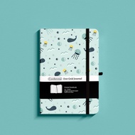 Under The Sea Dotted Journal Hard Cover Bujo A5 160gsm Leatherette Elastic Band Back Pocket Dot Grid