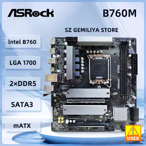 ASrock B760M Motherboard inte B760 LGA 1700 DDR5 Micro ATX M.2 support Core i5-13600 Core I9-13900 C