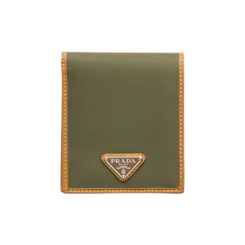 PRADA Recycled Nylon Wallet Men's Army Green & Caramel 2MO513_2CX2_F03UQ