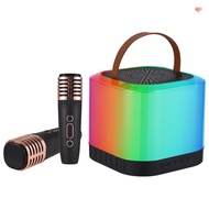 Mini Karaoke Machine Wireless Microphone and Speaker Set with 2 Microphone Rechargeable LED Color Light Handheld Mic Karaoke Speaker Gifts for Birthday Party Desktop Fitness Outdoo
