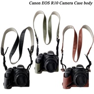 Canon R10 PU Leather Camera Case Bag half Case Body Shoulder Strap For Canon EOS R10