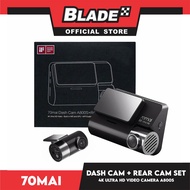 70mai Dash Cam 4K A800S + Rear Cam Set 3840 x 2160 Resolution (Black) 4K Ultra HD Video