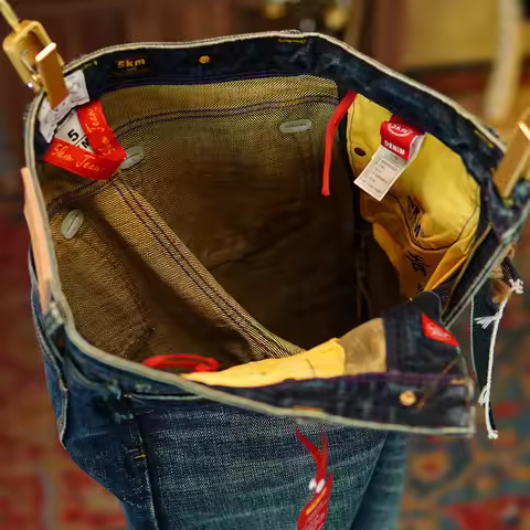 Heavyweight 22oz Selvedge Denim Jeans for Men - Loose Straight Leg Pure 100% Cotton American Retro C