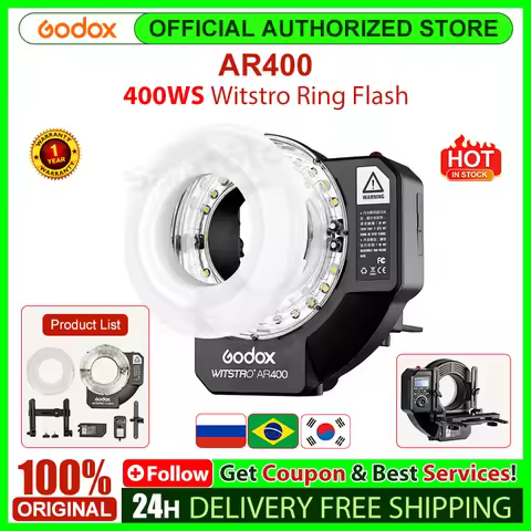 Godox Witstro AR400 400WS Ring Flash Speedlite Light LED Video Light + FT-16 Trigger 4000mAH Li-ion