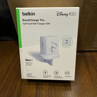 門市全新現貨‼️ Belkin BoostCharge Pro 雙 USB-C GaN PPS 65W 快速家用充電器 (迪士尼系列) WCH013myWH-DY