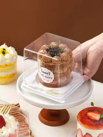 Transparent round Bot Cake Box 2-Inch Small Pastry Paaging Box Mousse Cup Cut Cake Roll Dert Paing B
