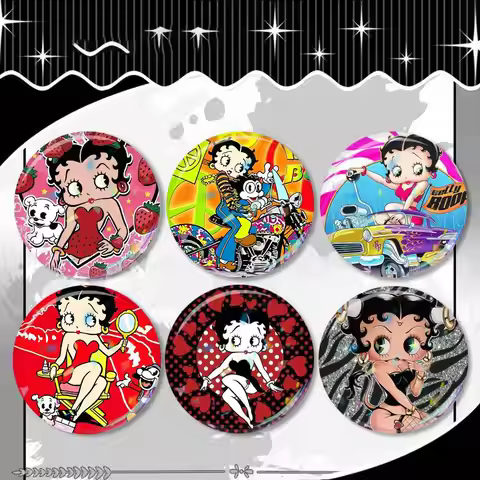 Betty Boop Badge 25 32 44 58 75 mm Round Fans Collect Friends Gifts Brooch Souvenir