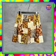 Second-Hand Brown Rice Coffee Color Matching Printing Light Suede Feel High Waist 26 Shorts F711 [Me