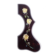 เปลือกหอยเป๋าฮื้อ Pickguard Gitar Akustik ฝังมงกุฎหรือกุหลาบเหลืองสำหรับ SJ 200