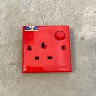 CROWN 13A Switch Socket / Plug 13amp (Red/Merah)