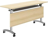 Folding Conference Table,Flip Top Mobile Training Table with Locking Wheels, Mobile Meeting Table,Bo