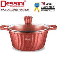 DESSINI ITALY iLT-32 Granite Die Cast Aluminium Non Stick Casserole Pot Bowl Deep Fry Pan Cookware T