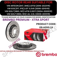 BREMBO GENUINE DISC BRAKE ROTOR (REAR) FOR VW ARTEON [3H] '18-24YR / EOS [1F] '06-15Y / GOLF [MK5, M