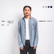 KEMEJA BYWAY - Dunkirk Two Face Corduroy Shirt | Grey Corduroy Long Sleeve Shirt