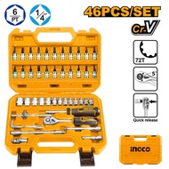 MATA 46pcs Socket Wrench Set INGCO HKTS14462 Ratchet Wrench Socket Bit Screwdriver Key Cr-V