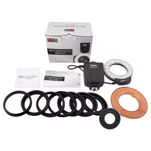Meike FC-110 LED Marco Ring Flash Speedlight for Canon Nikon Pentax Olympus SLR Cameras 70D 80D 550D