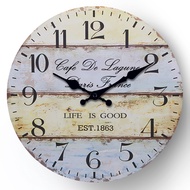 นาฬิกาแขวนไม้ทรงกลม1ชิ้นนาฬิกาแขวนออกแบบผนังสไตล์วินเทจเก่าแบบเรียบง่ายนาฬิกาเงียบ10/12/14/ 16นาฬิกาแขวนผนังขนาดนิ้วเหมาะสำหรับห้องรับ
