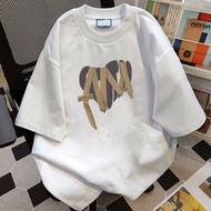 Korean Fashion Art Heart Tee Loose Short Sleeve Women Daily Casual Top