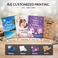 A4 Customized Printing (115–300 GSM) | Glossy, Matte, Glitter & Kraft Paper A4 Paper