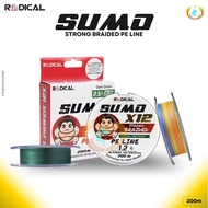 [ X12 ] RADICAL PE Sumo X12 Multicolor Dark Green Fishing Line 100M 200M 300M Strong & Smooth braide