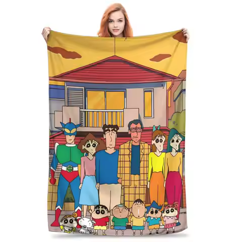 Crayon Shin-chans Cartoon Anime Throw Blanket for Couch Soft Fuzzy Plush Blanket 50x60 Inch Multi-si