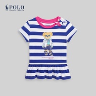 Polo Ralph Lauren Kids เสื้อยืดเด็กผู้หญิง Polo Bear Cotton Jersey Peplum Tee รุ่น CWPOTSHF8020110 สีฟ้า