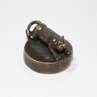 Antique Antique Play Collection Magazine Pure Copper Old Pulp Small Round Seal Mini Cheetah Shape Se
