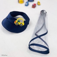 【 防疫好物 】小小汽車深藍款 兒童 / 寶寶 手工防疫帽 可拆卸式