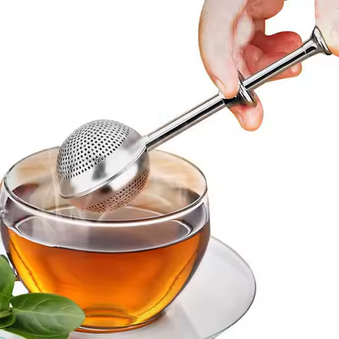 1Pc,304 stainless steel tea leak ball press telescopic semi-leakage tea filter tea filter tea filter