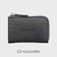 【Crocodile】鱷魚皮件 真皮皮包 荔紋系列 Easy輕巧 拉鍊 零錢包 錢包-0103-08004 黑色