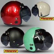 HELM BOGO DEWASA POLOS KACA CEMBUNG HITAM BENING UNTUK PRIA DAN WANITA