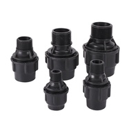 Black PE Water Pipe Straight Reducing Coupling 1/2" 3/4" 1" 1.2" 1.5" Male Thread to 20/25/32/40/50mm PE PVC Tube Fittings Orchard Garden Irrigation Coupling