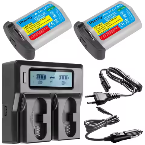 LP-E19 LP-E19 / LP-E4N Battery with LCD Dual Slot Fast Charger for Canon EOS 1DX / 1D X Mark II / 1D