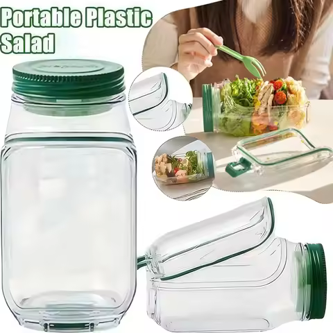 Salad Jar With Fork,Mason Jar Salad Container With Side Opening,Salad Container With Fork, Dressing 