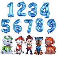 Themed Blue Aluminum Foil Balloons Set – Ryder, Chase, Mar Shall, Rocky, Zuma Character Balloons & 1