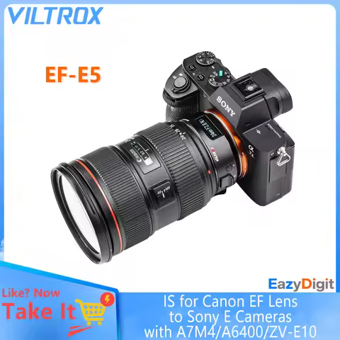 VILTROX EF-E5 Auto Focus Lens Adapter IS for Canon EF Lens to Sony E Mount Cameras with A7M4/A6400/Z