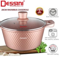 DESSINI 20CM Non Stick Casserole Pot Periuk Aluminium Die Cast With Lid Sesuai Induction Gas Cooker 