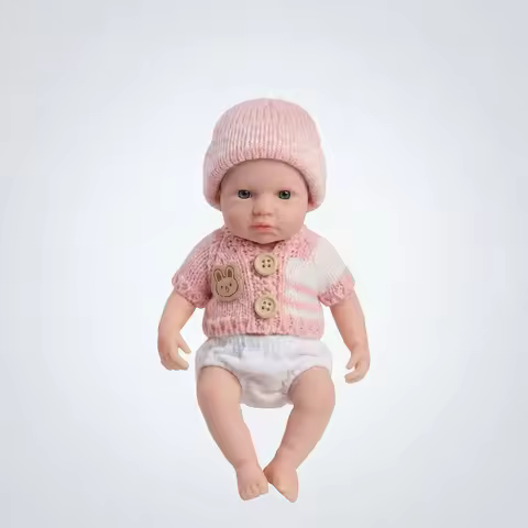 NPK 8''Handmade Solid Silcone Squishy Elastic Super Soft Platitum Silicone Reborn Loulou Awake Real 