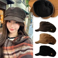 Vintage Suede Beret | Maillard Brown Flat Cap | 56-58cm Large Size Women’s Head Hat A6q0
