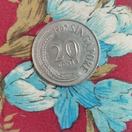 uang koin 20 cents singapura tahun 1967