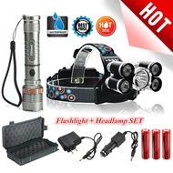 Elfeland 20000LM Tactical T6 LED 5-Modes Zoomable Flashlight 18650 Torch Charger and 80000LM 4 Modes