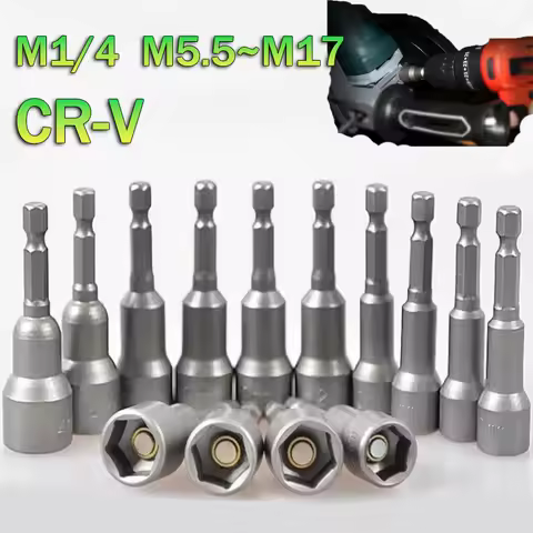 5.5mm-17mm Magnetic Impact Socket Nut Screwdriver 1/4 Hex Key Set Drill Bit Adapter for Power Drills