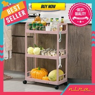 Trolley Shelf Portable Kitchen Shelf Kitchen Table Bathroom Shelf Multipurpose Shelf 3 Tiers with Wh