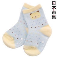 日本Anano Cafe 小熊 防滑襪仔 粉藍色 日本製 BB嬰兒 純棉短襪 (478)【市集世界 - 日本市集】