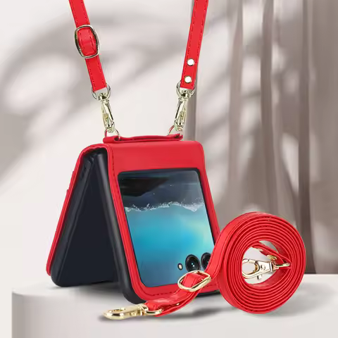 Crossbody Lanyard Card Bag Leather Case for Motorola Razr 40 50 60 70 Ultra Moto Razr50 5G Shoulder 