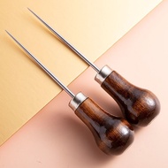 Gourd-Shaped Solid All-Steel Awl Needle Hand-Perforated Shoe Repair Straight Awl Sewing Wooden Handl