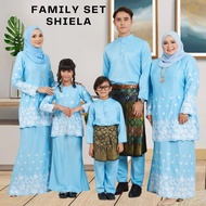 Baju Raya 2024 Viral Set Family Kurung Moden Sulam Perempuan Lelaki Slim Fit Dewasa Plus Size Kanak-Kanak | Baby Blue